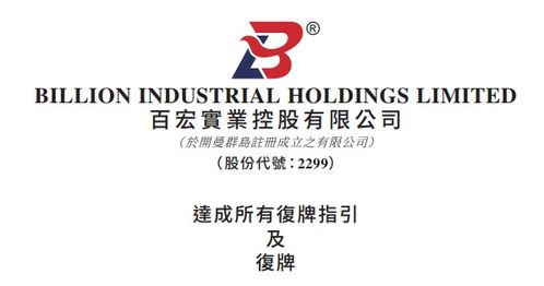 百宏实业 02299 ,来自福建泉州晋江,今复牌