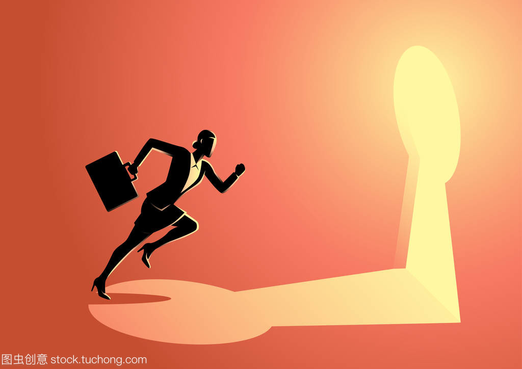 女实业家奔向一个关键的洞